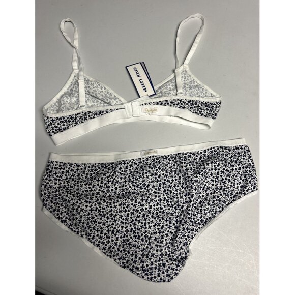 Sleepy Jones Made With Liberty Fabric Bra Set Blue White Patterned Womens XL - Picture 2 of 8